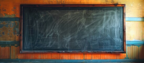 Aufkleber - A black chalkboard with space for writing and drawing. Copy space image. Place for adding text and design