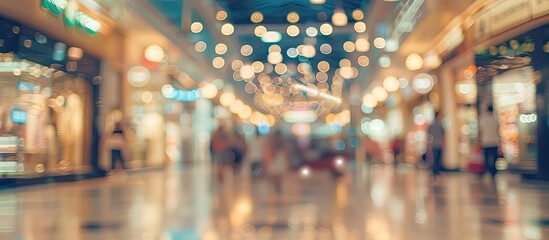 Aufkleber - Blurry interior background in a department store, ideal as a backdrop in your design projects; featuring copy space image.