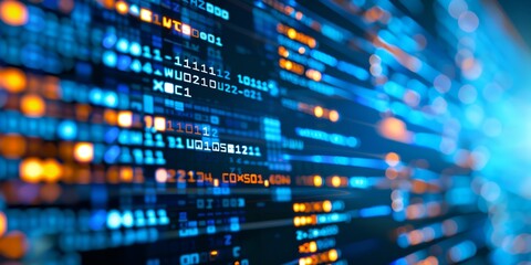 Canvas Print - a computer screen with a lot of numbers and letters. the numbers are in different colors and are arr