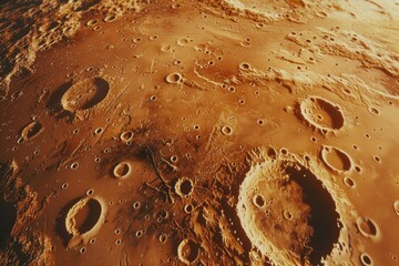 Wall Mural - a close up of a planet with many small holes in it. the planet is orange in color