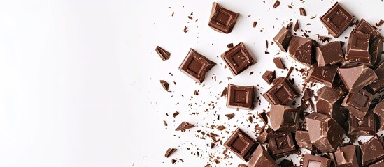 Aufkleber - White background adorned with delectable chocolate chunks, allowing for a design in the copy space image.