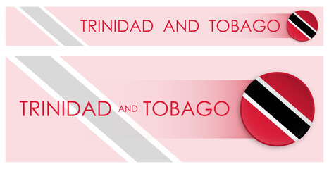 Wall Mural - Trinidad and Tobago flag horizontal web banner in modern neomorphism style. Webpage Trinidad country header button for mobile application or internet site. Vector