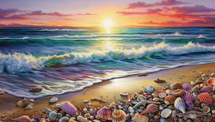 Wall Mural - Beautiful view of the beach. Created with Ai