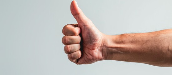 Poster - A human hand displays a positive gesture in a copy space image.