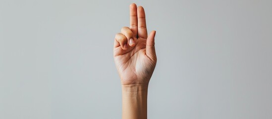Poster - A human hand displays a positive gesture in a copy space image.