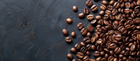 Wall Mural - Dark background with coffee beans creates a striking copy space image.