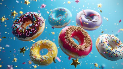 Canvas Print - The vibrant floating donuts