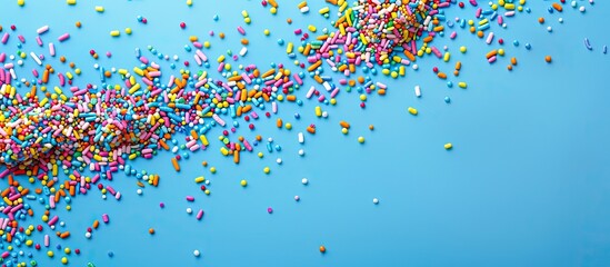 Aufkleber - Sprinkles on blue background with copy space image.
