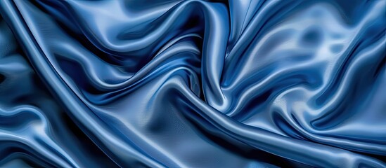 Aufkleber - Luxurious blue satin silk fabric with elegant waves, creating a classic and smooth background design with copy space image.
