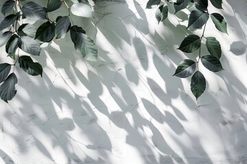 Sticker - Abstract natural tree leaves shadow on white wall background