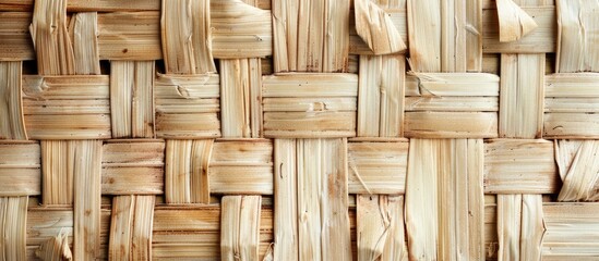 Aufkleber - White background with a bamboo woven basket texture, including space for additional images.