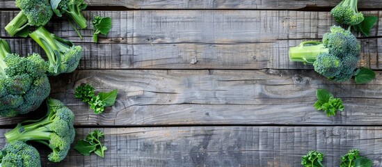 Aufkleber - Broccoli on a wooden backdrop with copy space image.