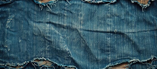 Aufkleber - Torn denim texture featured in jeans with copy space image.
