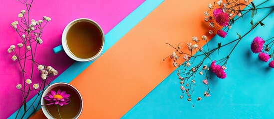 Aufkleber - Vibrant flat lay business backdrop with copy space image.