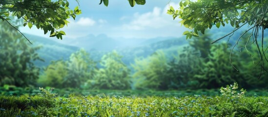 Poster - Nature's verdant backdrop with ample copy space image.