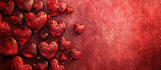 Aufkleber - Red hearts on a background suitable for web design, postcards, banners, celebrating Valentine's Day, weddings, birthdays, or International Women's Day, with copy space image.