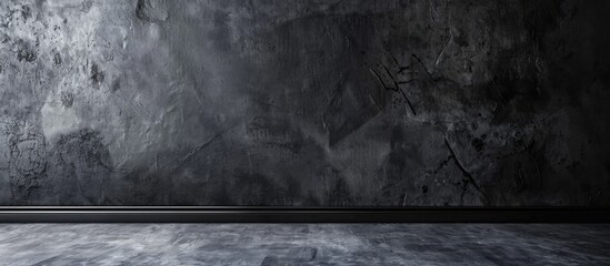 Wall Mural - Textured dark concrete wall background suitable for interior design with copy space image.