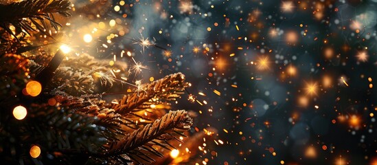 Poster - Christmas fire spark with copy space image against a dark backdrop.