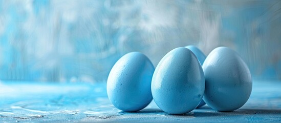 Aufkleber - Set of blue Easter eggs with copy space image.