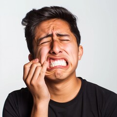 Poster - Latinx man toothache portrait adult pain.