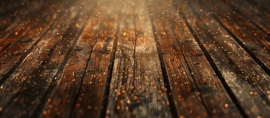 Poster - Brown wood texture with dust particles, creating an abstract wood plank background with copy space image.