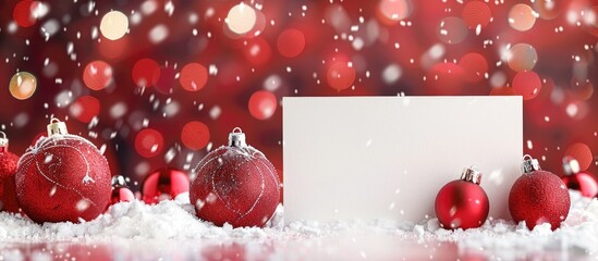 Leinwandbilder - Christmas and New Year themed background with an empty white card for text or images, ideal for adding content with copy space image.