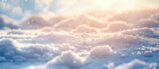 Poster - Toned copy space image of natural winter background featuring clean pure snow texture.