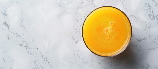 Aufkleber - Organic orange juice in a glass bowl - a healthy, natural vitamin drink, with copy space image.
