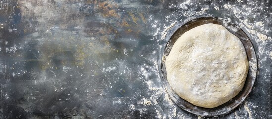 Poster - Metal background with copy space image for making pizza dough.