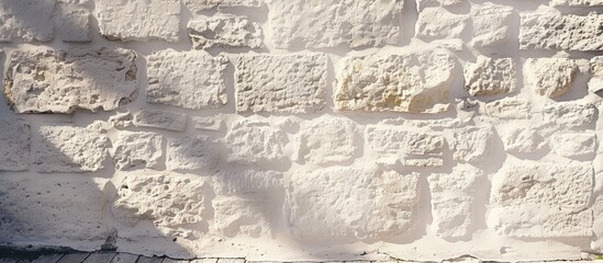 Leinwandbilder - Abstract background photo texture showcasing an empty white stone wall with a shadow providing ample copy space image.