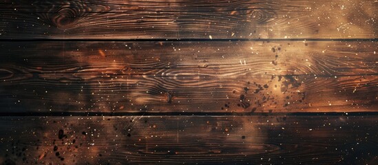 Poster - Brown wood texture with dust particles, creating an abstract wood plank background with copy space image.
