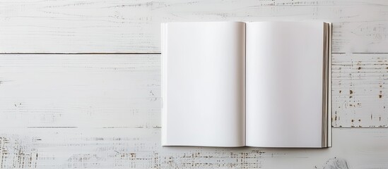 Canvas Print - White background with a blank brochure for design purposes. Copy space image.