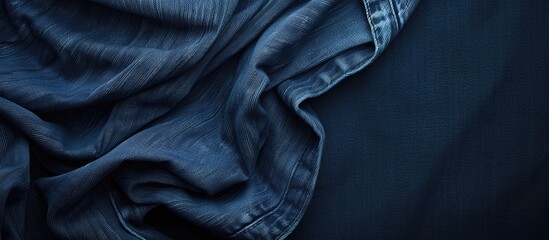 Poster - Denim fabric with a navy background provides a blue jeans texture with copy space image.