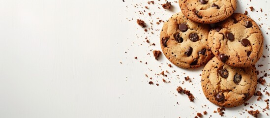 Aufkleber - Cookies leaving a trail of crumbs on a blank background with empty space for text or graphics - a perfect copy space image.