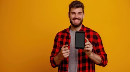 Poster - The man holding smartphone