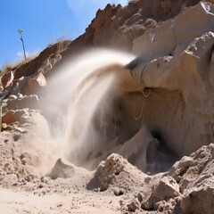 Canvas Print -  shotcrete concrete that is sprayed onto a surface at high veloc