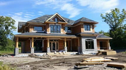 Wall Mural - Exterior of a single family house under construction