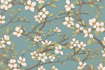 Sticker - Cherry blossoms wallpaper pattern flower.