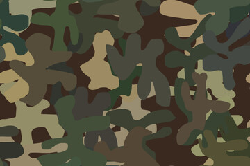 Wall Mural - Woodland Vector Camouflage. Camo Dirty Canvas. Fabric Brown Pattern. Brown Repeat Pattern. Beige Camo Print. Hunter Abstract Background. Military Army Paint. Seamless Print. Digital Green Camouflage.