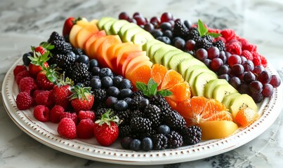 Wall Mural - A colorful summer fruit platter with berries