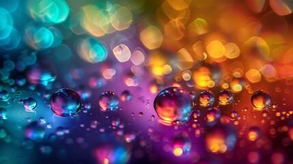 Colorful Water Droplets on Glass Surface
