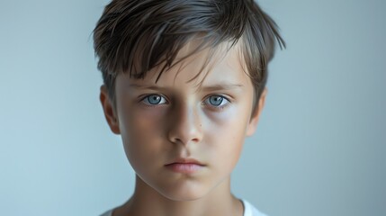 A close-up portrait of a young boy.