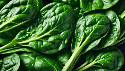 Wall Mural - A bunch of green spinach leaves are shown in a close up