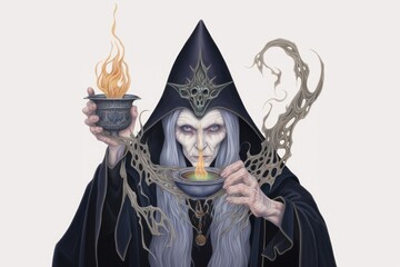 Wall Mural - Dark magic witch portrait adult spirituality.