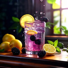 Wall Mural -  blackberry lemon water juicy and tart blackberry lemon water fl