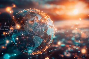 Wall Mural - digital globe connected by luminous lines, representing a global network concept