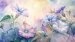© Fauzi Arts - Beautiful watercolor background of morning glories flowers