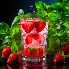 Wall Mural -  strawberry basil water fresh and herbaceous strawberry basil wa