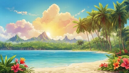 Poster - tropical paradise island