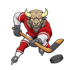 Canvas Print - hockey mascot buffalo vector art illustration design